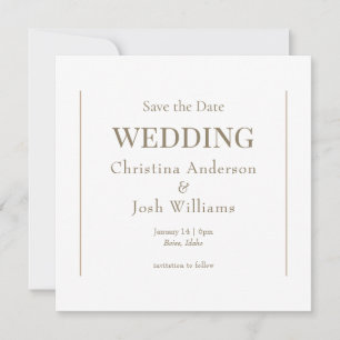 Invitación Ahorro de Fecha de Boda Blanca Cuadrada