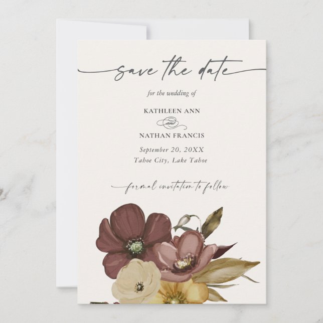 Invitación Ahorro de Fecha de Boda Boho Neutral Acuarela (Anverso)