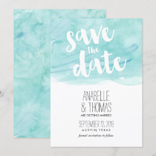 Invitación Ahorro de Fecha de Boda con Acuarela de Menta
