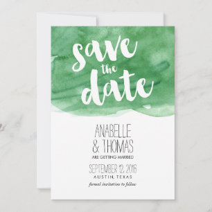 Invitación Ahorro de Fecha de Boda con Acuarela Verde