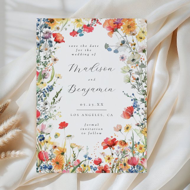 Invitación Ahorro de fecha de boda de flores silvestres en ne (Subido por el creador)