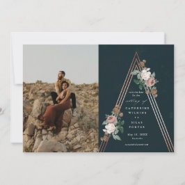 Invitación Ahorro de fecha de boda floral boho pirámide foto