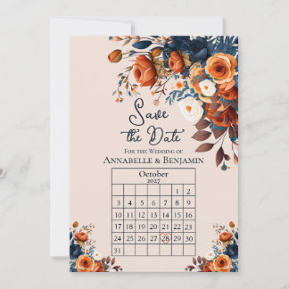 Invitación Ahorro de Fecha de Boda Rústico Naranja Quemado y