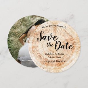 Invitación Ahorro de fecha de BODAS con foto de MADERA Rústic