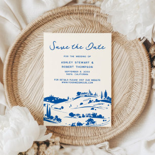 Invitación Ahorro de fecha pastoral azul francés en el campo