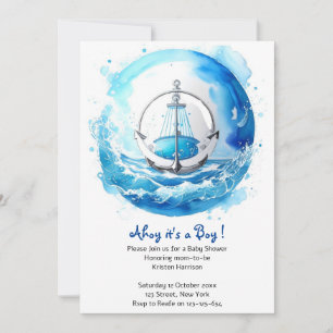 Invitación Ahoy a la maternidad: Nautical Boy Baby Shower