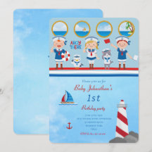 Ahoy Ahí Red Blue White Sailors Lighthouse Bote