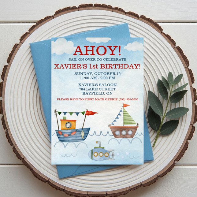 Invitación ¡AHOY! Barcos Náuticos y Fiesta de Cumpleaños Subm (Subido por el creador)