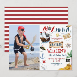 Invitación Ahoy Capitán Foto Niños Piratas Cumpleaños Fiesta