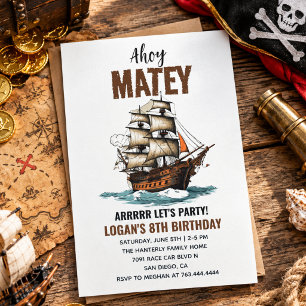Invitación ¡Ahoy! Cumpleaños 8 del Barco Pirata