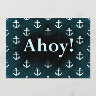 Invitación ¡Ahoy! Diseño de patrón de anclaje azul oscuro