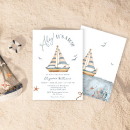 Invitación Ahoy es el Baby Shower de un chico náutico