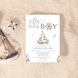 Invitación Ahoy es el Baby Shower de un chico náutico