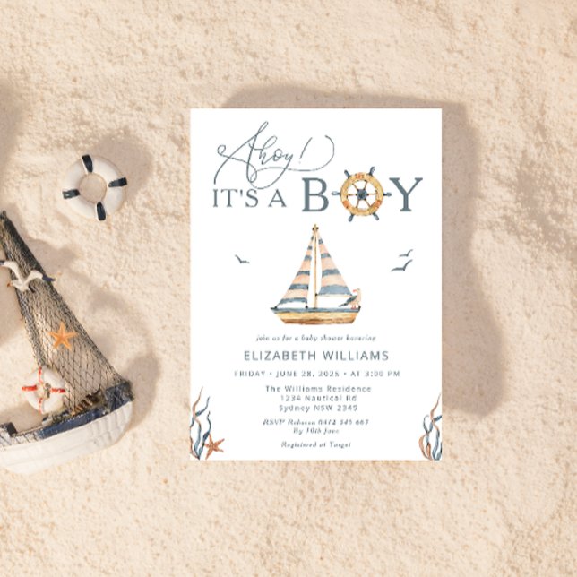 Invitación Ahoy es el Baby Shower de un chico náutico (Subido por el creador)