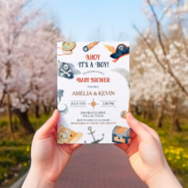 Invitación Ahoy es el Baby Shower de un muchacho pirata