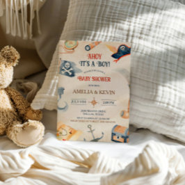 Invitación Ahoy es el Baby Shower de un muchacho pirata