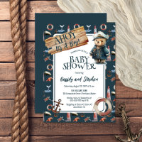 Ahoy, es el Baby Shower de un niño con osito de pe