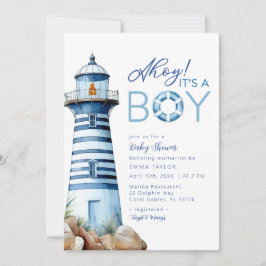 Invitación Ahoy es el faro de un niño náutico Baby Shower