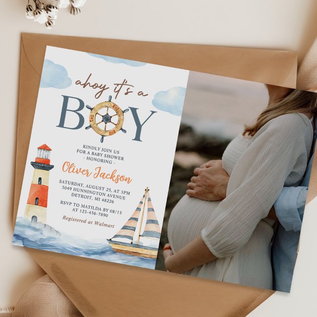 Invitación Ahoy es foto de un chico nautical en Baby Shower (Subido por el creador)