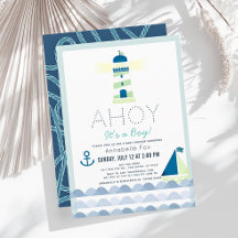 Ahoy es un Baby Shower azul Nautical