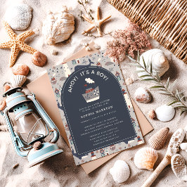 Invitación Ahoy es un Baby Shower azul Nautical