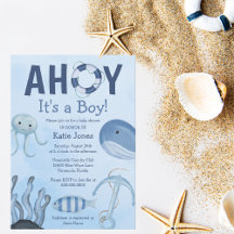 Ahoy es un Baby Shower costero de Boy Ocean Animal