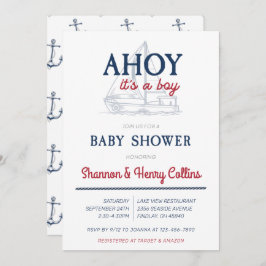 Invitación Ahoy es un Baby Shower de Boy Nautical