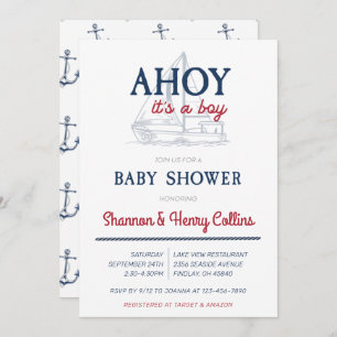 Invitación Ahoy es un Baby Shower de Boy Nautical