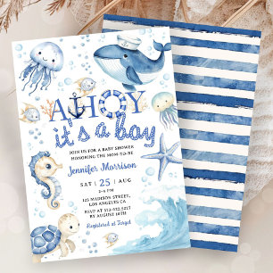 Invitación Ahoy es un Baby Shower de Boy Nautical