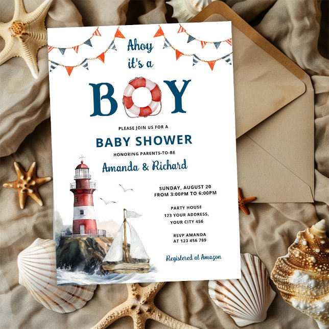 Invitación Ahoy es un Baby Shower de Boy Nautical (Subido por el creador)