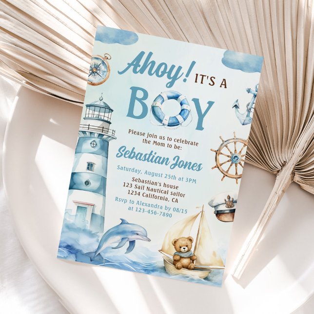 Invitación Ahoy es un Baby Shower de Boy Nautical (Subido por el creador)
