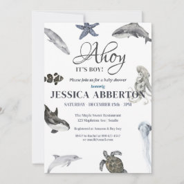 Invitación Ahoy, es un Baby Shower de Boy Watercolor
