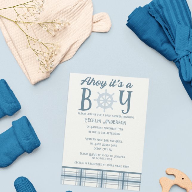 Invitación Ahoy es un Baby Shower de chico náutico (Subido por el creador)