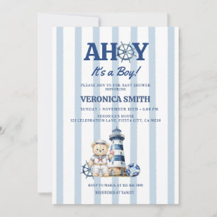 Invitación Ahoy es un baby shower de niño