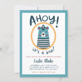 Invitación Ahoy es un Baby Shower de niño marinero