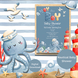 Invitación Ahoy es un Baby Shower Náutico de Boy Blue
