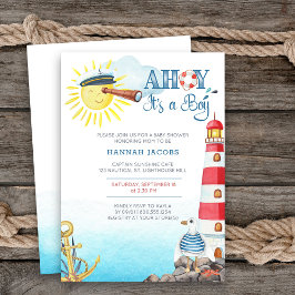 Invitación Ahoy es un Baby Shower Náutico de Boy Cute