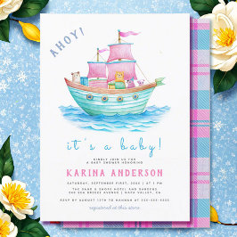 Invitación Ahoy es un barco de vela para animales de bebé Bab