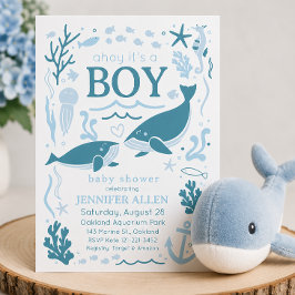 Invitación Ahoy es un bebé ballena Fiesta de Baby Shower Náut