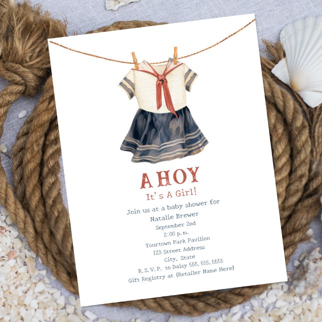 Invitación Ahoy es un Chica de Sailor Suit Baby Shower (Subido por el creador)