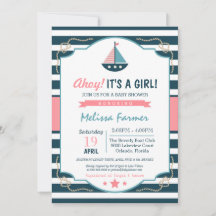 ¡Ahoy es un Chica! Náutica y Baby Shower rosado