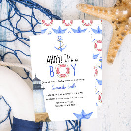 Invitación ¡Ahoy es un chico! Baby Shower naumático