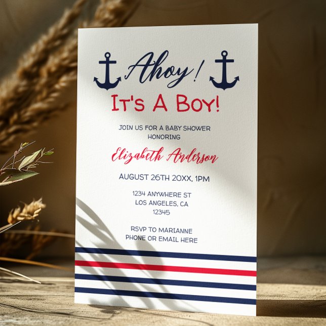 Invitación ¡Ahoy es un chico! Baby Shower naumático (Subido por el creador)