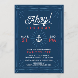 Invitación Ahoy es un chico   Baby Shower naumático