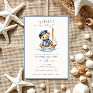Invitación ¡Ahoy es un chico! Baby Shower Náutico minimalista