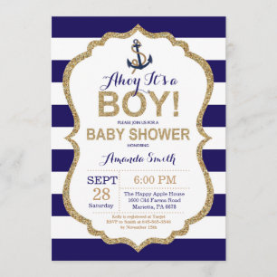Invitación ¡Ahoy es un chico!Invitación náutica a Baby Shower