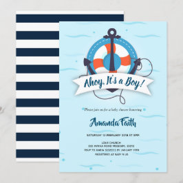 Invitación Ahoy es un chico presentador de Baby Shower náutic