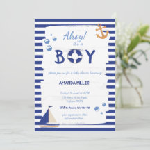 ¡Ahoy es un chico! Sailor Marine Blue Baby Shower