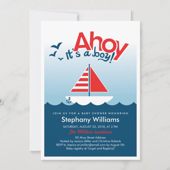 Invitación Ahoy es un invitado de Baby Shower de Boy Nautical (Anverso)