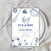Ahoy es un joven Baby Shower de pesca náutica